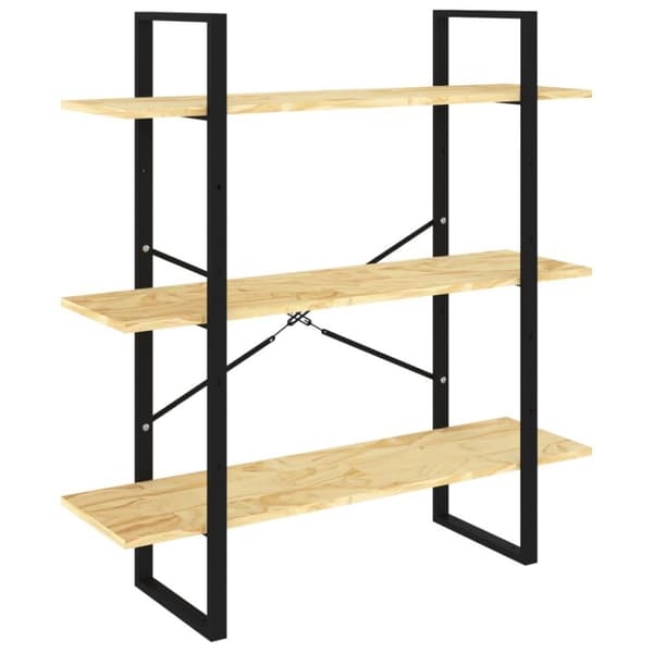 vidaXL Bokhylla 3 hyllplan 100x30x105 cm massiv furu