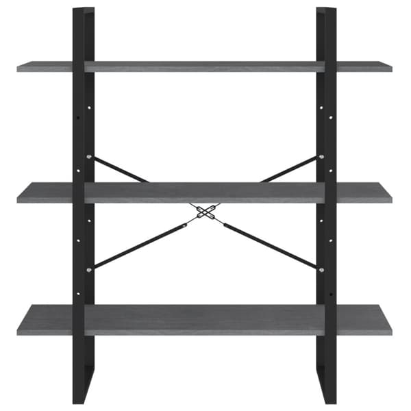 vidaXL Bokhylle 3 nivåer grå 100x30x105 cm heltre furu