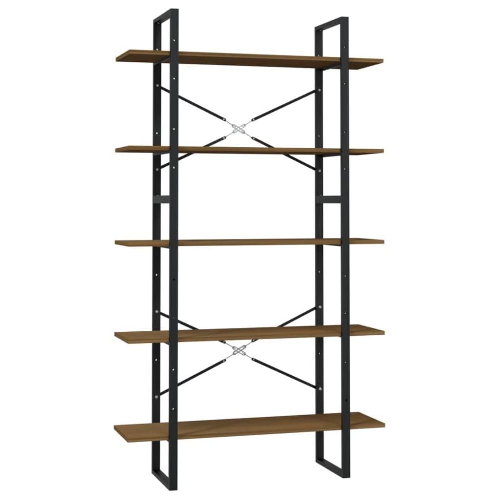 vidaXL Bokhylla 5 hyllplan brun 100x30x175 cm furu