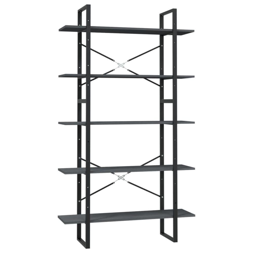 vidaXL Bokhylla 5 hyllplan grå 100x30x175 cm furu