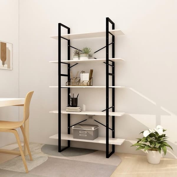vidaXL Bokhylla 5 hyllplan vit 100x30x175 cm furu