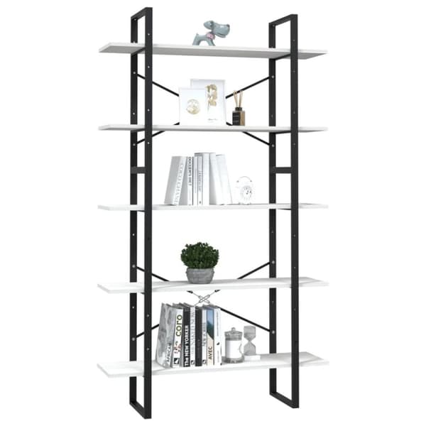 vidaXL Bokhylla 5 hyllplan vit 100x30x175 cm furu