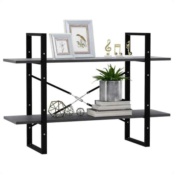 vidaXL bogreol med 2 hylder 100x30x70 cm massivt fyrretræ grå
