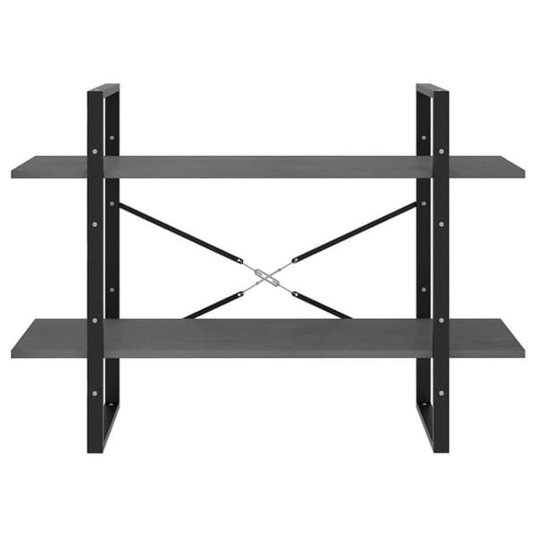 vidaXL bogreol med 2 hylder 100x30x70 cm massivt fyrretræ grå