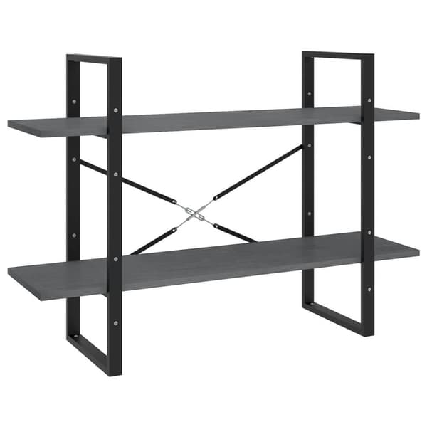 vidaXL bogreol med 2 hylder 100x30x70 cm massivt fyrretræ grå