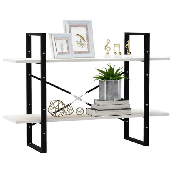 vidaXL bogreol med 2 hylder 100x30x70 cm massivt fyrretræ hvid
