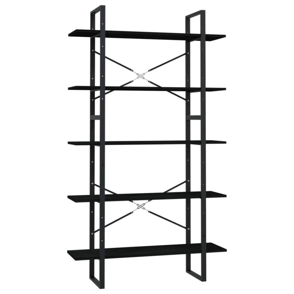 vidaXL Bokhylla 5 hyllplan svart 100x30x175 cm furu