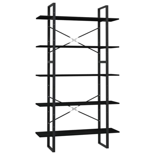 vidaXL Bokhylle 5 nivåer svart 100x30x175 cm heltre furu