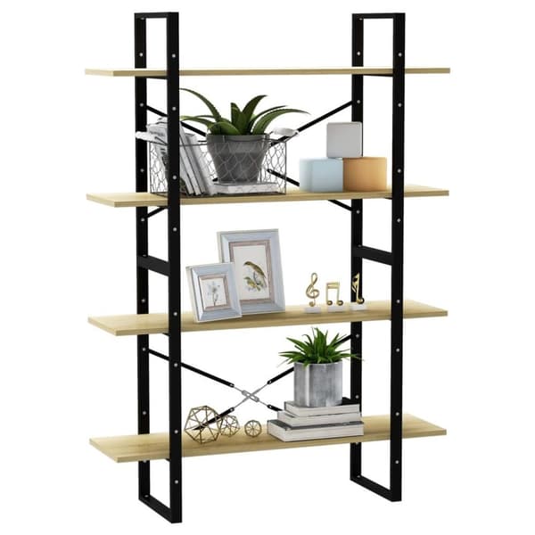 vidaXL bogreol med 4 hylder 100x30x140 cm spånplade sonoma-eg