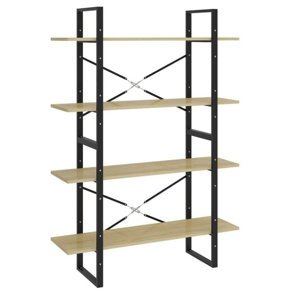 vidaXL bogreol med 4 hylder 100x30x140 cm spånplade sonoma-eg