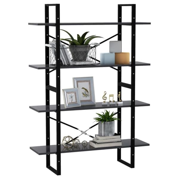 vidaXL bogreol med 4 hylder 100x30x140 cm spånplade grå