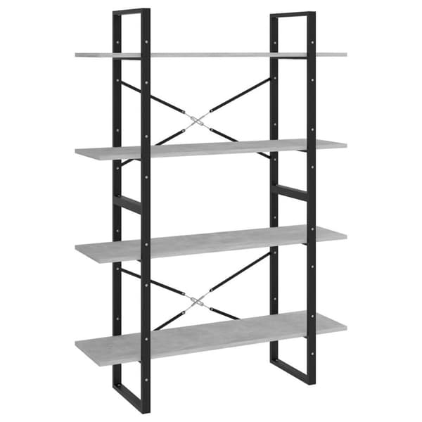 vidaXL bogreol med 4 hylder 100x30x140 cm spånplade betongrå