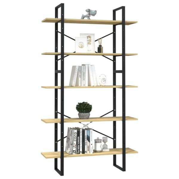 vidaXL bogreol med 5 hylder 100x30x175 cm massivt fyrretræ