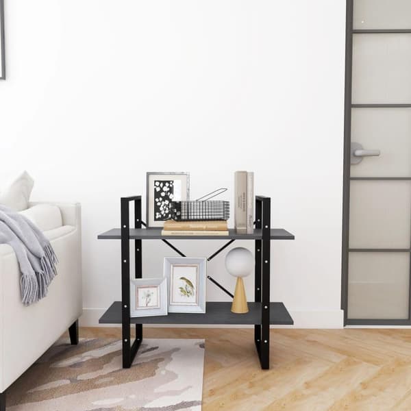 vidaXL bogreol med 2 hylder 80x30x70 cm massivt fyrretræ grå