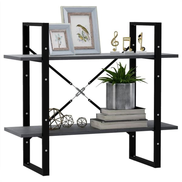 vidaXL bogreol med 2 hylder 80x30x70 cm massivt fyrretræ grå