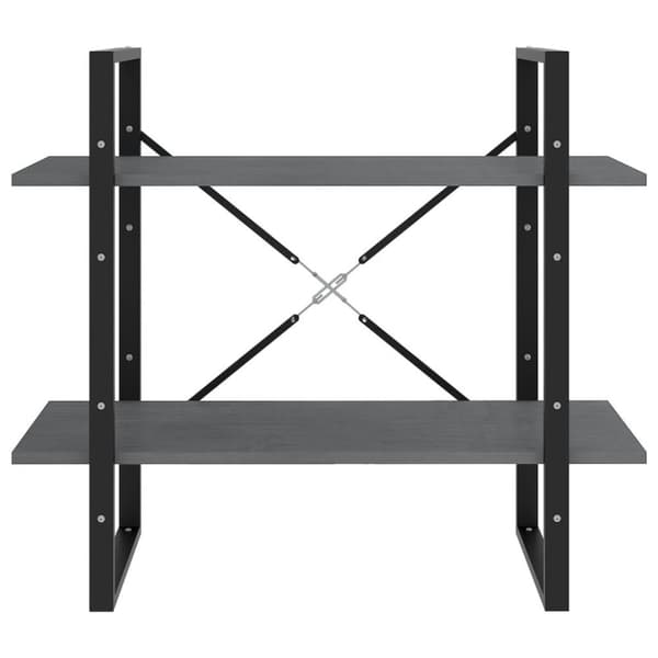 vidaXL bogreol med 2 hylder 80x30x70 cm massivt fyrretræ grå