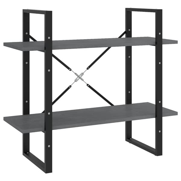 vidaXL bogreol med 2 hylder 80x30x70 cm massivt fyrretræ grå