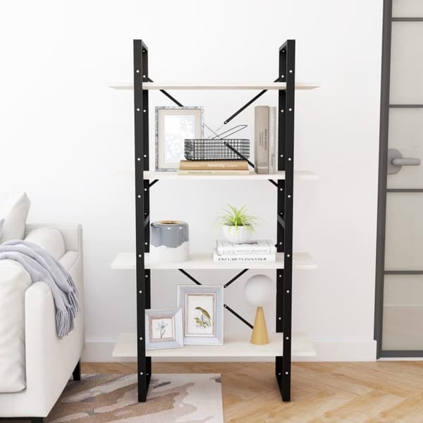 vidaXL bogreol med 4 hylder 80x30x140 cm massivt fyrretræ hvid