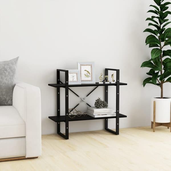 vidaXL bogreol med 2 hylder 80x30x70 cm massivt fyrretræ sort