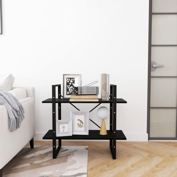 vidaXL bogreol med 2 hylder 80x30x70 cm massivt fyrretræ sort