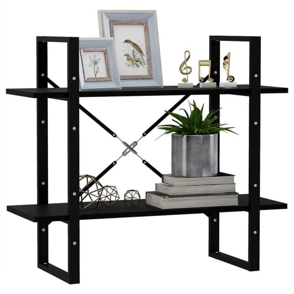 vidaXL bogreol med 2 hylder 80x30x70 cm massivt fyrretræ sort