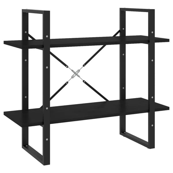 vidaXL bogreol med 2 hylder 80x30x70 cm massivt fyrretræ sort