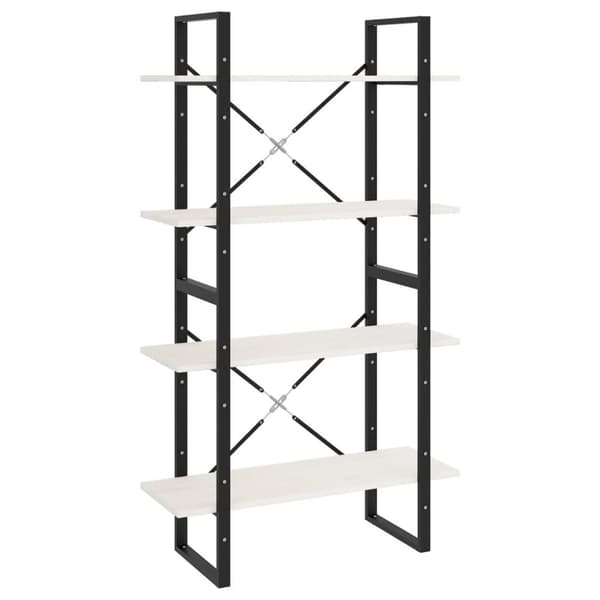 vidaXL Bokhylla 4 hyllplan vit 80x30x140 cm massiv furu
