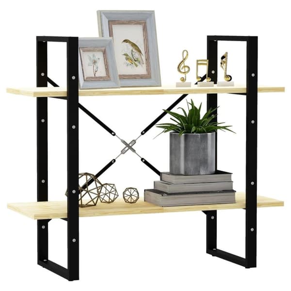 vidaXL bogreol med 2 hylder 80x30x70 cm massivt fyrretræ
