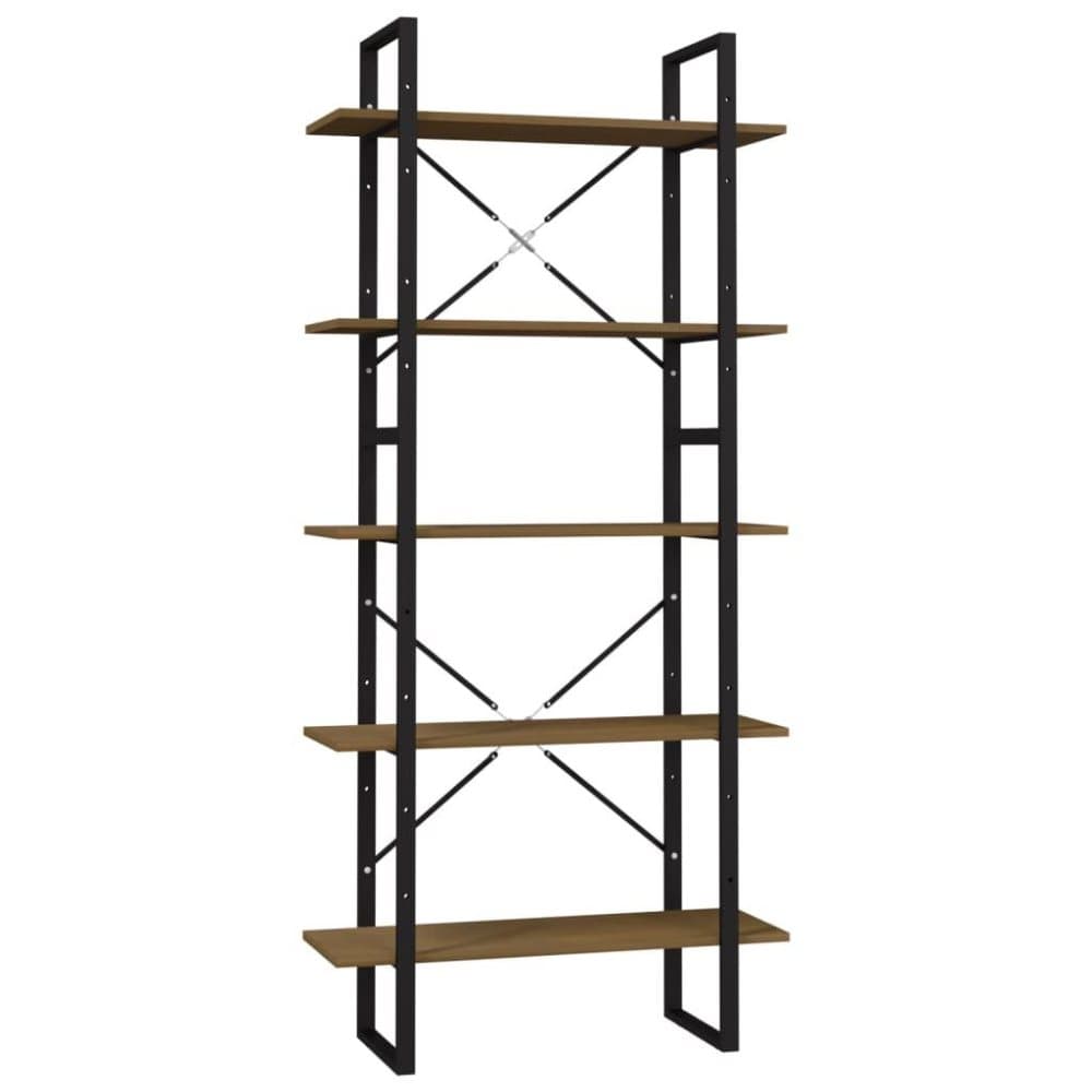 vidaXL Bokhylla 5 hyllor brun 80x30x175 cm furu