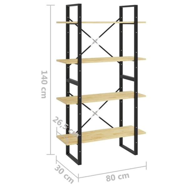 vidaXL bogreol 80x30x140 cm 4 hylder massivt fyrretræ