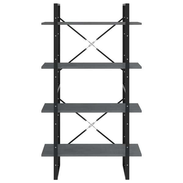 vidaXL bogreol med 4 hylder 80x30x140 cm massivt fyrretræ grå