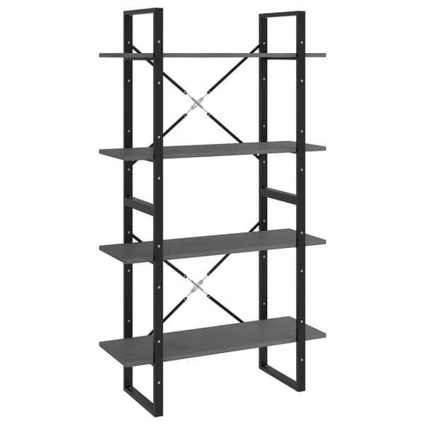 vidaXL bogreol med 4 hylder 80x30x140 cm massivt fyrretræ grå