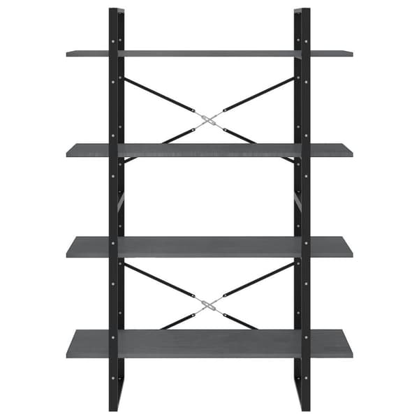 vidaXL bogreol med 4 hylder 100x30x140 cm massivt fyrretræ grå