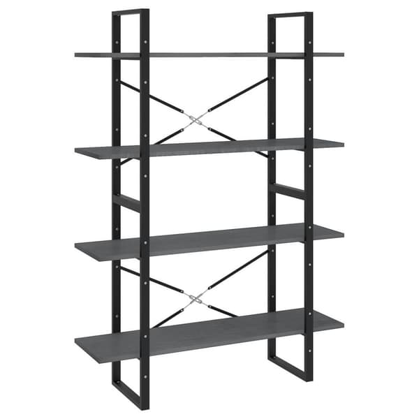 vidaXL bogreol med 4 hylder 100x30x140 cm massivt fyrretræ grå