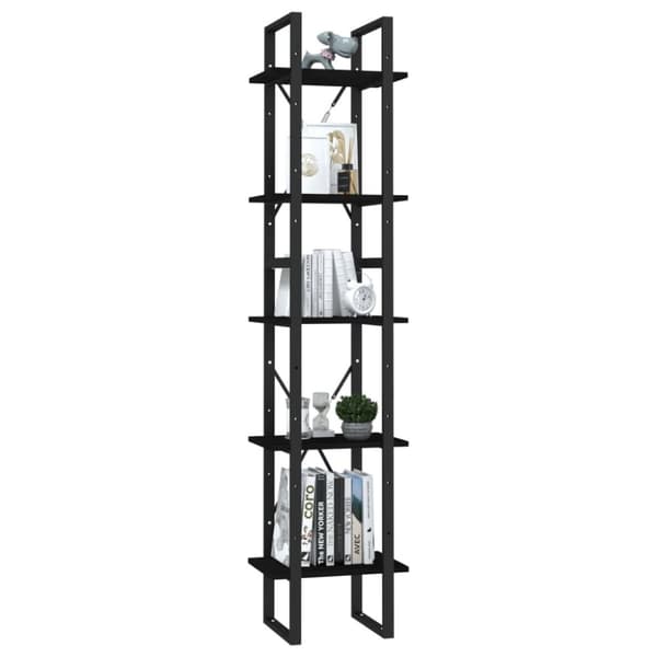 vidaXL Bokhylla 5 hyllplan svart 40x30x175 cm furu
