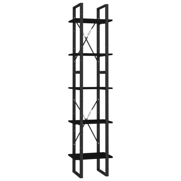 vidaXL Bokhylla 5 hyllplan svart 40x30x175 cm furu
