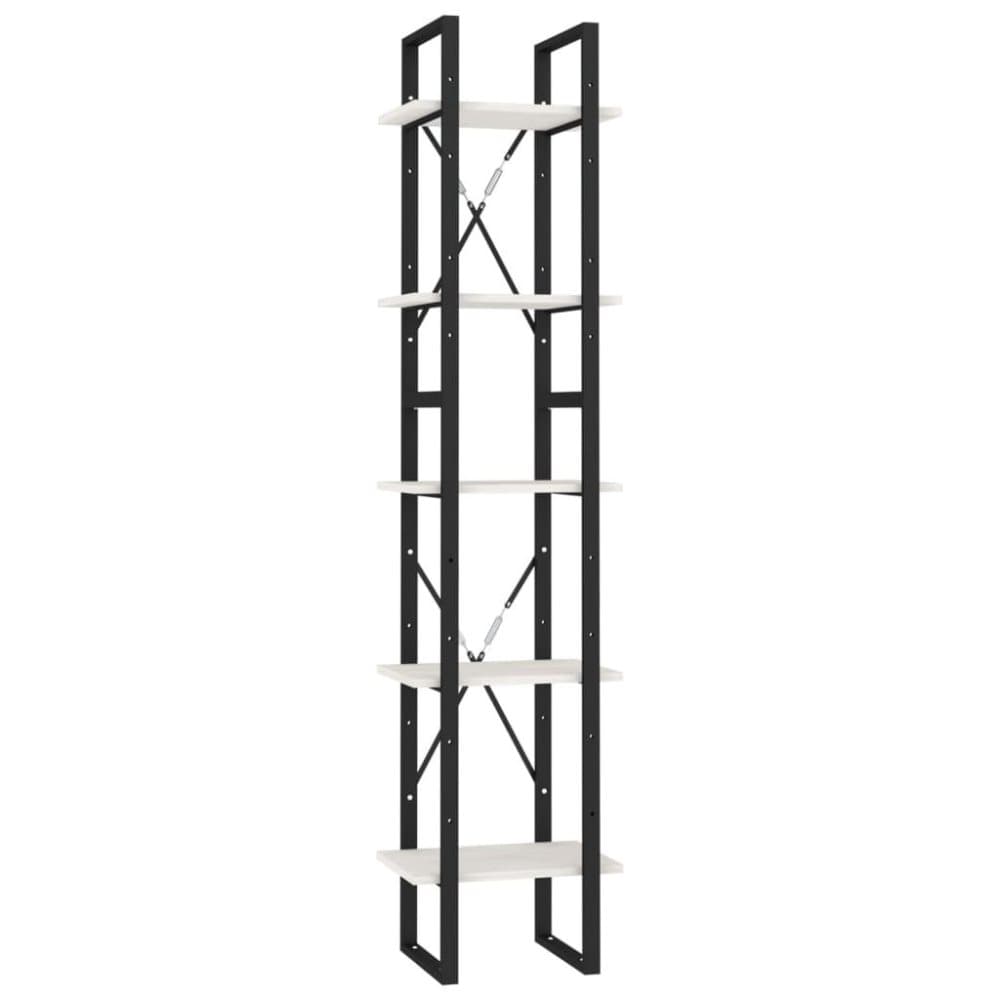 vidaXL Bokhylla 5 hyllplan vit 40x30x175 cm furu