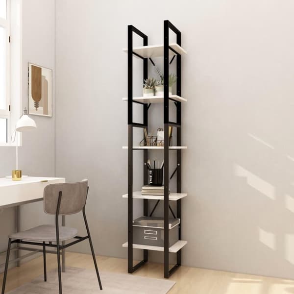 vidaXL bogreol med 5 hylder 40x30x175 cm fyrretræ hvid