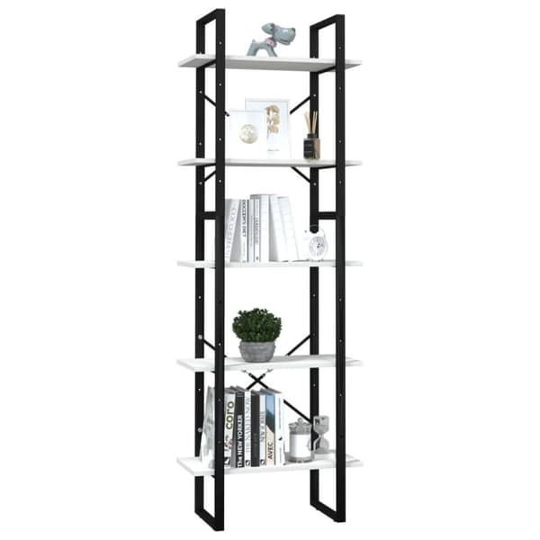 vidaXL bogreol med 5 hylder 60x30x175 cm fyrretræ hvid
