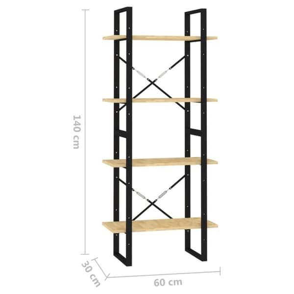 vidaXL bogreol 60x30x140 cm 4 hylder massivt fyrretræ