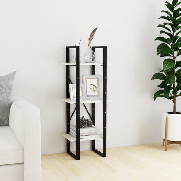 vidaXL Bokhylle 3 nivåer hvit 40x30x105 cm heltre furu