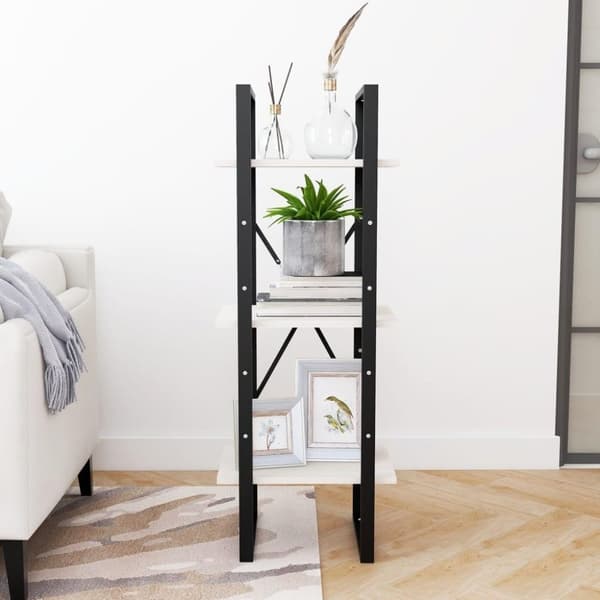 vidaXL Bokhylle 3 nivåer hvit 40x30x105 cm heltre furu
