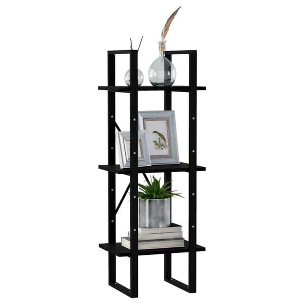 vidaXL bogreol med 3 hylder 40x30x105 cm massivt fyrretræ sort