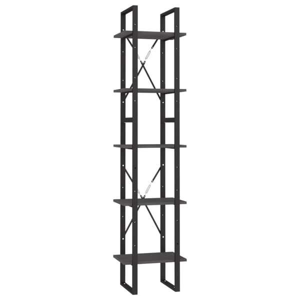 vidaXL bogreol med 5 hylder 40x30x175 cm fyrretræ grå