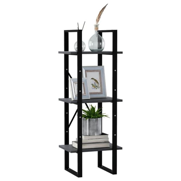vidaXL bogreol med 3 hylder 40x30x105 cm massivt fyrretræ grå