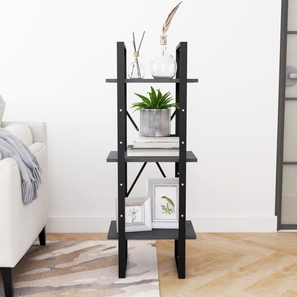 vidaXL bogreol med 3 hylder 40x30x105 cm massivt fyrretræ grå