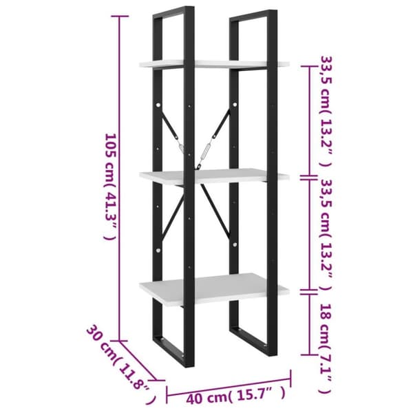 vidaXL bogreol med 3 hylder 40x30x105 cm massivt fyrretræ grå