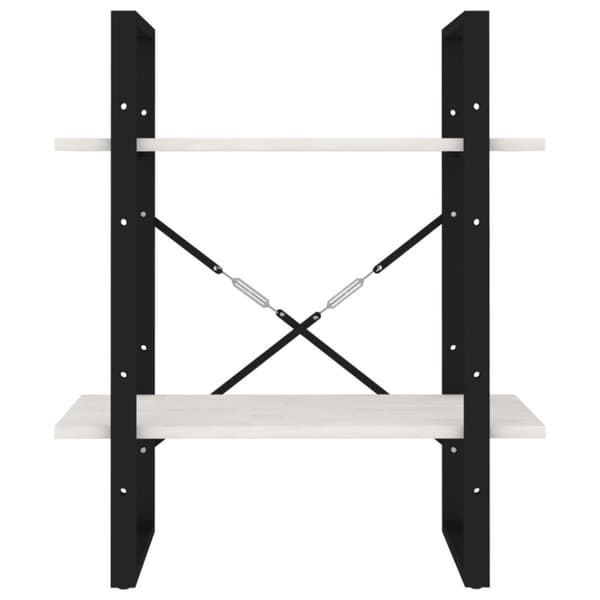 vidaXL bogreol med 2 hylder 60x30x70 cm massivt fyrretræ hvid