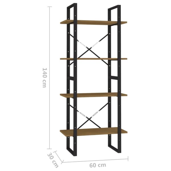 vidaXL Bokhylle 4 nivåer 60x30x140 cm heltre furu