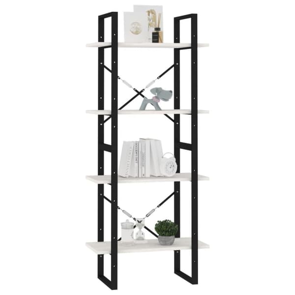 vidaXL Bokhylle 4 nivåer hvit 60x30x140 cm heltre furu